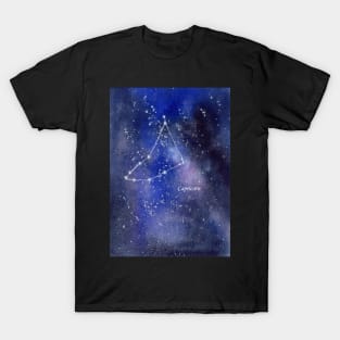 Capricorn Star Constellation with Galaxy Background T-Shirt